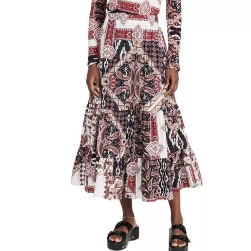 Cara Cara Patchwork Midi Skirt Sz S